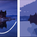 Comparison between CSC and WCSC segmentation results for image 143090. (A) original image, (B) white line showing the selected pattern on the image (C) CSC, (D) WCSC.