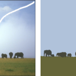 Comparison between CSC and WCSC segmentation results for image 253036. (A) original image, (B) white line showing the selected pattern on the image (C) CSC, (D) WCSC.