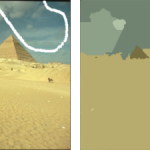 Comparison between CSC and WCSC segmentation results for image 260058. (A) original image, (B) white line showing the selected pattern on the image (C) CSC, (D) WCSC.