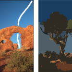 Comparison between CSC and WCSC segmentation results for image 295087. (A) original image, (B) white line showing the selected pattern on the image (C) CSC, (D) WCSC.