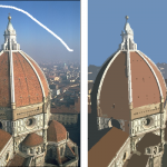 Comparison between CSC and WCSC segmentation results for image 24004. (A) original image, (B) white line showing the selected pattern on the image (C) CSC, (D) WCSC.